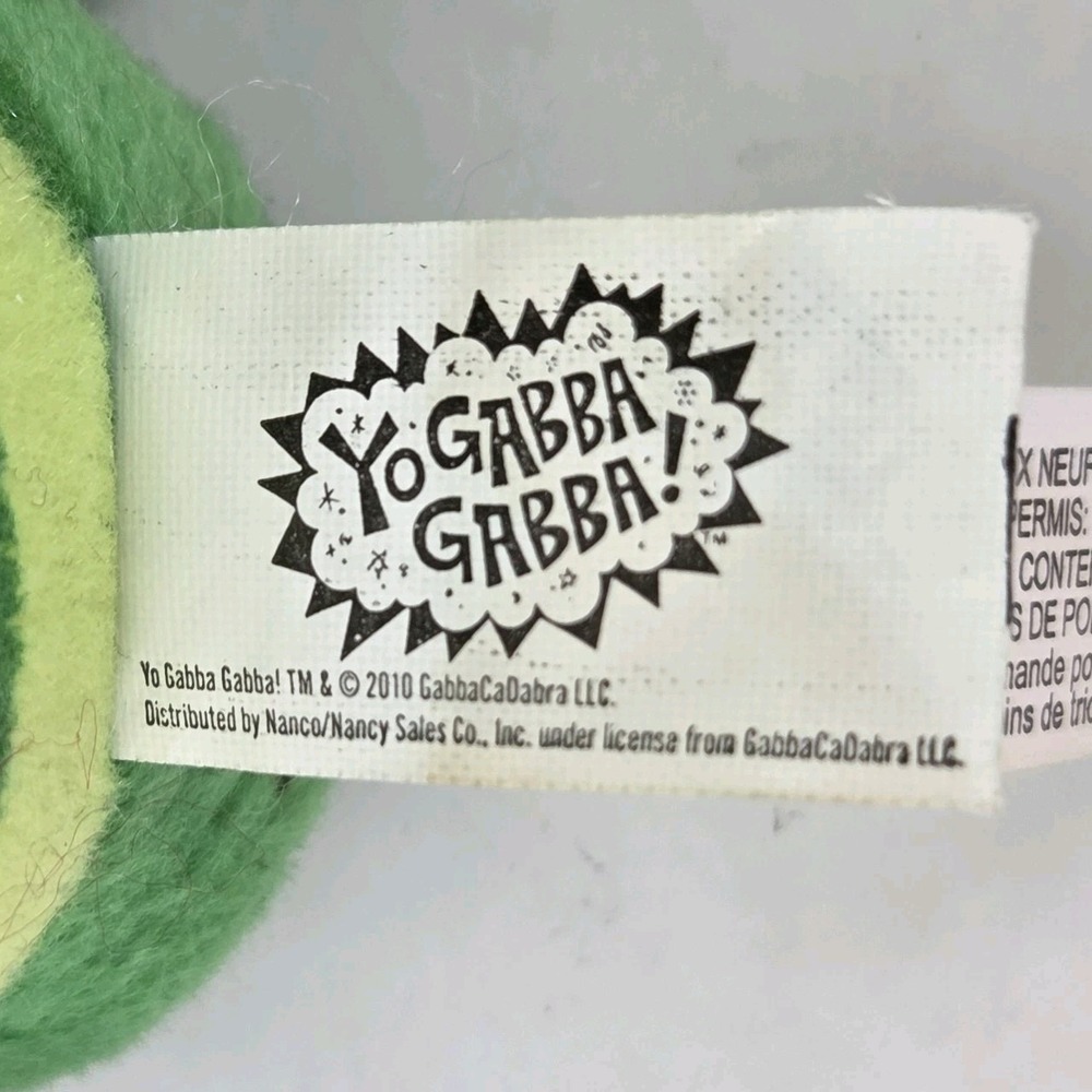 Yo Gabba Gabba Brobee Plush 2010 9" Stuffed Toy Green Striped - Picture 7 of 7